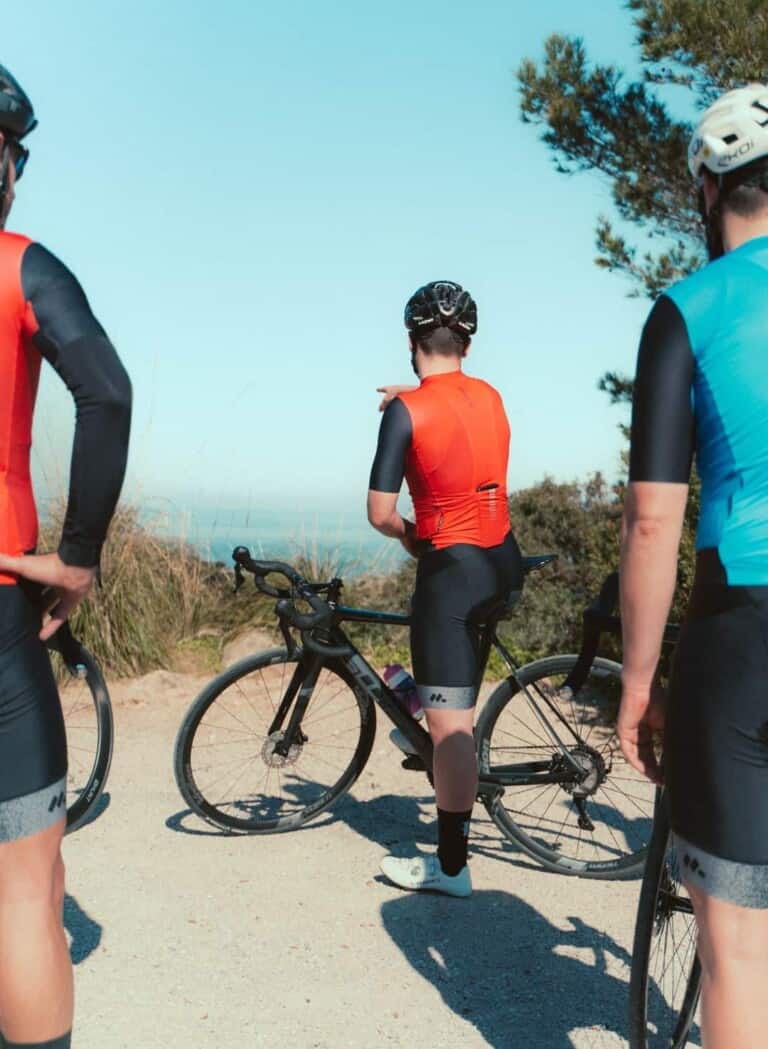 Bike enthusiasts riding rented road bikes in Mallorca